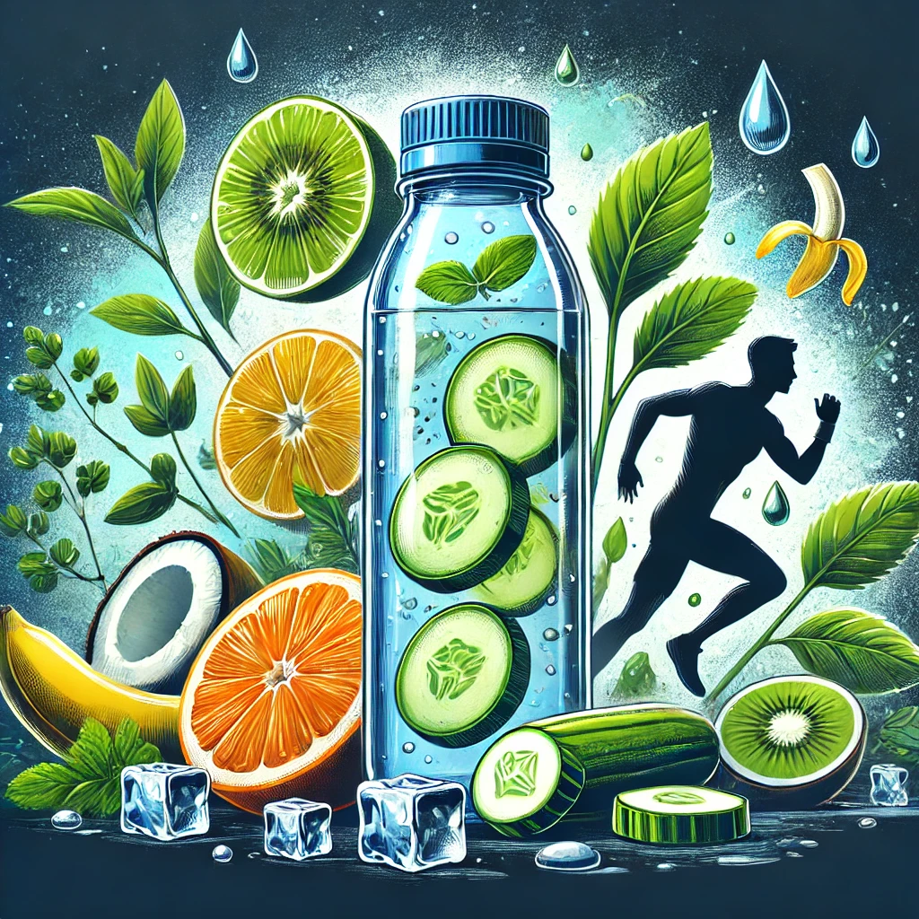 Cover art for a blog article titled Hydration Strategies for Plant-Based Athletes_ Tips and Advice on Hydration The image should feature a combinat